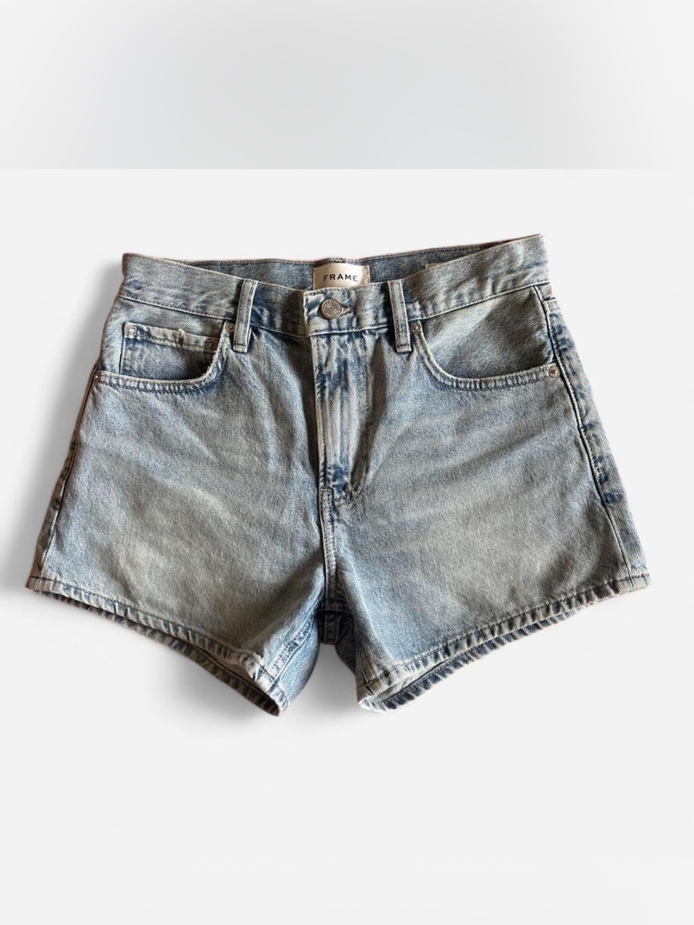 Frame Le Super High denim shorts in Rhode wash